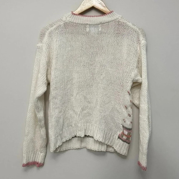 Vintage Handmade Crew Neck Floral Knit Pullover Sweater Neutrals Women's Medium - Picture 9 of 14